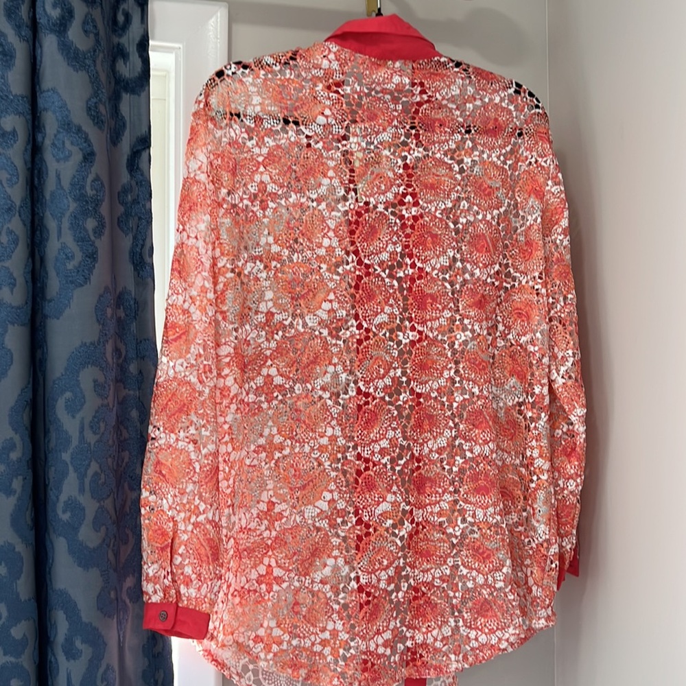 Ramy Brook Gary Princed Lace Swim Cover Up Shirt - Picture 6 of 8